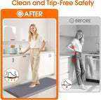 Kitchen Mat, Cushioned Thick Floor Comfort Mat, with Non-Slip Bottom, Waterproof & Stain Resistant & Easy Clean, Standing Desk Mat for Kitchen, Sink, Office (17.3''x39'', Grey)