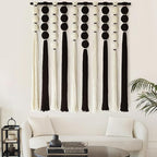 IOWER Large Macrame Wall Hanging Macrame Wall Decor Black and White Sphericity Cotton Textile Wall Hanging Boho Wall Decor Art Fiber Yarn Art Handmade 39" Wx39 L