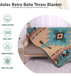 Hopstar Aztec Throw Blanket Navajo Indian Blankets and Throws Boho Western Decor Couch Cover Blanket for Bed Sofa Living Room Beach Travel 51"x63"
