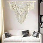 Large Macrame Wall Hanging - Boho Tapestry Macrame Wall Decor Art- Chic Bohemian Handmade Woven Tapestry Home Decoration for Bedroom Living Room Apartment Dorm Gallery - 43"x32" (Tassel-A)