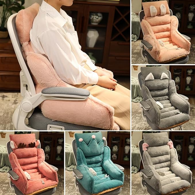 Cute Chair Cushion Plush Non-Slip Rocking Chair Pad Desk Seat Cushion Cartoon Back Waist Support for Dining Dorm Floor Car Office Patio(Green Crown)