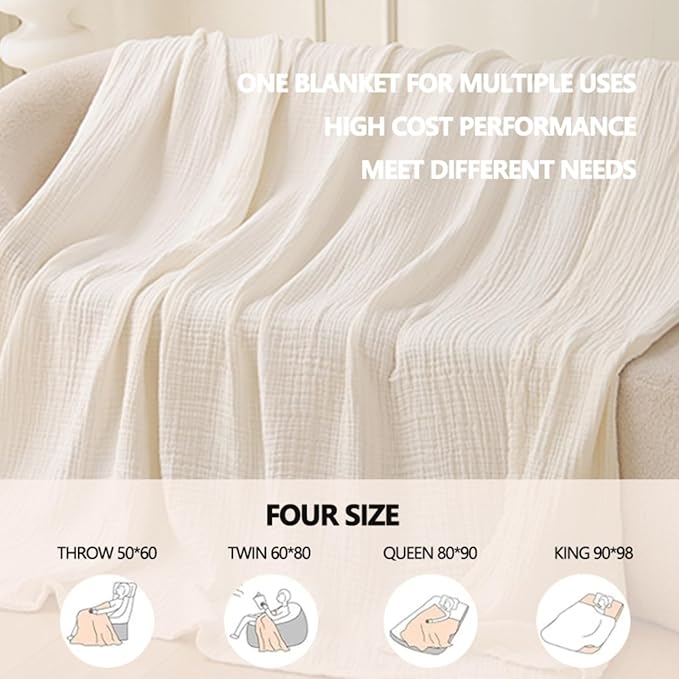 Throw Blanket for Bed 100% Cotton Ultra Soft Rustic Quilt Farmhouse Decor Fall Bed Blankets,60"×80" All Season Rustic Large Throw for Sofa Couch Chair