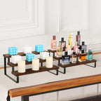 YINMIT Wooden Display Riser Stand, Tiered Perfume and Cologne Organizer Stand, 3 Tier Spice Rack Organizer, Rustic Display Shelf for Candles (3 Tier, 2 Pack)
