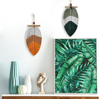 Boho Macrame Leaves Hanging Wall Decor (2set), Bohemian Woven Leaf Tapestry, Bohemian Tassels Decorations for Spring Nursery Bedroom Living Room
