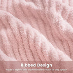 Snuggle Sac Spring Pink Throw Blanket for Couch, Soft Cozy Ribbed Fluffy Blankets for Women, Warm Microfiber Knit Cute Throws for Girls Daughter Women Gifts for Mom, Pink, 50x60 inches