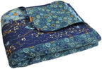 Lush Decor Royal Empire Reversible Cotton Throw Blanket, 50" W x 60" L, Peacock - Throw Blankets for Bed - Couch Blanket - Boho Throw Blanket for Couch