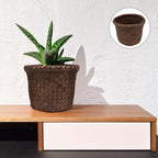 Yardwe Small Seagrass Storage Basket Woven Planter for Indoor Outdoor Use Decorative Wicker Plant Pot Container for Home Organization and Flower Display 5.90X4.72X4.72 Inch