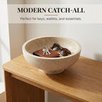OAKOA Modern Fruit Bowl for Kitchen Counters - Large Decorative Bowl for Home Decor- Key Bowl for Entryway Table - Pedestal Bowl - Stone Bowl