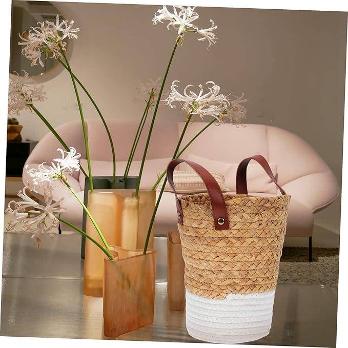 Boho Nursery Decor Straw Basket Potting Rattan Wall Decor Plant Basket Home Decorative Artistic