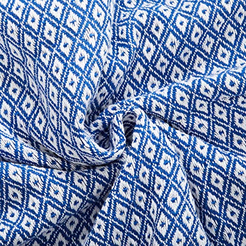 Americanflat 50x60 Throw Blanket - Soft and Breathable Cotton Throw Blanket for Couch, Bed, Chair - Decorative Blankets Perfect for Home, Office, or Outdoor Use - Blue and White Mini Diamond - color: Omala Blue and White Mini Diamond