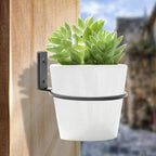 2 Pack 5 inch Flower Pot Holder Ring, Flower Pot Holder Ring Wall Mounted Set Wall Mounted Metal Planter Hanger Matte Black Hanging Plant Holder