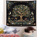 90”x 71” Large Tree of Life Tapestry Wall Hanging Boho Spiritual Wall Tapestry for Bedroom Aesthetic Large Sacred Wall Hangings Tapestries Black Botanical Nature Tapestries Living Room Dorm Decor