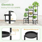 iDavosic.ly Plant Stand Indoor Outdoor, 8 Tier Corner Metal Flower Display Holder Shelf, Folding Tall Orchid Rack for Patio Balcony Porch Garden Living Room House, Black