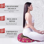 Mandala Meditation Cushion, Boho Meditation Mat, Meditation Pillows for Sitting on Floor, Cushions for Sitting in Home and Outdoor, Round Floor Pillows Cushion Seating for Yoga Accessories 22'' X 22''