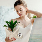 Eaasty Macrame Plant Hanger Crochet 4 Inch Sloth Hanging Planter Animal Wall Houseplant Holder for Indoor Outdoor Use Macrame Hanging Home Decoration for Sloth Lovers, Pot and Plant Not Included