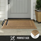 Sturdy Front Door Mat, Absorbent Muddy Dirt Resist Welcome Door Mats Outdoor Indoor, Stain and Fade Resistant, Non-Slip Backing Entry Mat Low Profile Doormat for Entryway, 36×24, Brown