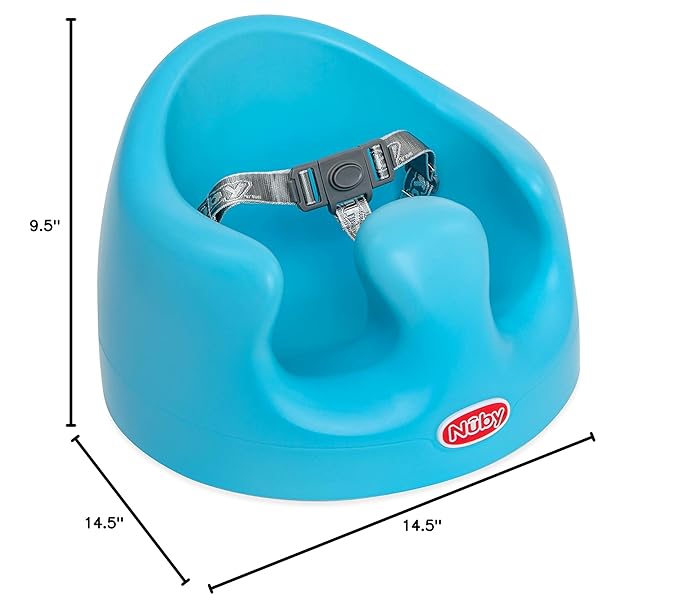 Nuby My Floor Seat - Portable Baby Chair with Soft Foam Cushion, Safety Harness, and High Back Design - 4+ Months - Blue