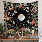 Jhdstore Moon Tapestry for Bedroom Boho Tapetry Wall Hanging Botanical Plant Wall Tapestries Small 36x48 Inch
