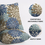 Brown Blue Pillow Covers 20X20 Inch Set of 2, Spring Summer Floral Dahlia Flower Cream Decorative Throw Pillow Covers Outdoor Modern Farmhouse Cushion Case for Home Couch Sofa Bed Decor