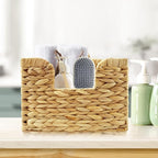 Woven Hanging Magazine Holder, Water Hyacinth Mail Basket Wall Mounted Magazine Basket Rack with Handle for Book, Files Bathroom, Home, Office - 11.75 X 4.2 X8 Inch