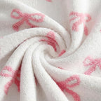 WRENSONGE Throw Blanket Bubble Bowknot Pink Soft Cozy Fluffy Warm Throw for Couch Sofa Bed Camping Picnic Travel Lightweight - 50"*60"