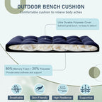 downluxe Outdoor Bench Cushion for Patio Furniture, Water Resistant Tufted Overstuffed Porch Swing Cushions, Thick Outdoor Loveseat Cushions, 44" X 19" X 5", Navy, Set of 1