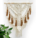 lokeisna Macrame Wall Hanging, Woven Tapestry Beige & Dusty Rose Handmade Craft Macrame Wall Room Decor, Gallery & Nursery, Size 37.4” Lx27.5” W