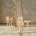 BestAlice Wicker Plant Stand, Rustic Indoor Wicker Basket Flower Pot Plant Stand Modern Minimalist Pot Holder Stands Boho Plant Stand Planters for Indoor Plant Pot with Stand Floor Decorative(S)