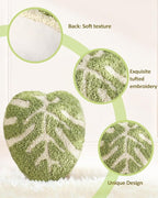 Leaf Shaped Throw Pillow - Cute Plush Plant Pillow for Couch, Sofa, or Living Room, 16.5" x 10.6" Green Monstera Decorative Cushion for Home Decor