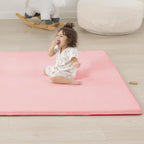 1.3" Thick Baby Floor Play Mat 50x50, Basic Padded Foam Mat for Tummy Time Crawling, Non Slip Cushioned for Babies Toddlers Infants Kids (Pink)