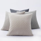 Softalker Throw Pillow Covers 20x20 Inch, Set of 4, Soft Corduroy Boho Stripe Decorative Pillow Cover, Couch Fluffy Pillow Cover for Farmhouse Home Decor Bed Living Room, Grey/Beige