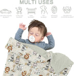 Baby Safari Retro Flowers Baby Blankets for Girl Boy Lion Elephant Giraffe Hippo Soft Mink Dotted Backing Double Layer Swaddle Blanket African Jungle Animal Bed Throw for Infant Toddler Nursery 30x40