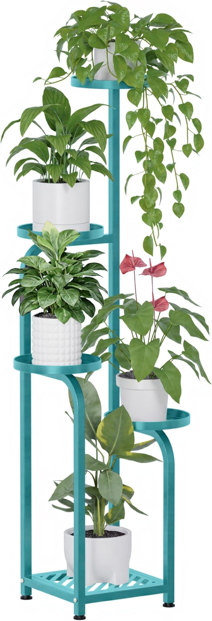 TOSKING 5 Tier Tall Plant Stand Indoor Outdoor,Anti-Tip Plant Stand indoor, Wide Base for Pots, Child and Pet Friendly,Heavy Duty Corner Shelf for Plants & Decor, Space Saving ,Tiered Metal Flower Pot Stand for Balcony, Garden, Living Room, Patio (Blue...