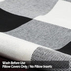 CARRIE HOME Black and White Buffalo Plaid Pillow Covers 20x20 Set of 2 Outdoor Linen Throw Pillow Covers Farmhouse Checkered Pillow Covers 20 x 20, Black Boho Decor for Couch Sofa