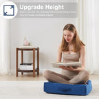 2 Pcs High Density Foam Floor Pillow - Upgraded Large Pillows Seating for Adults - Outdoor Floor Cushion with Soft Tufted Cover - Yoga Pillows for Sitting On Floor - 22 Inch Navy Blue