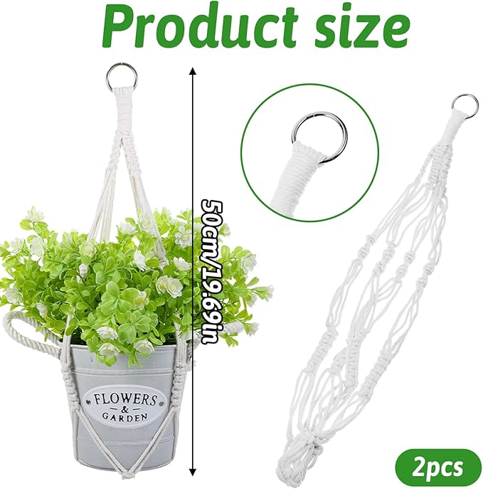 Macrame Plant Hanger 2 Pack Hanging Planters Baskets for Indoor Plant Boho Hanging Holder Handmade Woven Rope Hanger Kits Decorative Braided Cotton Rope Flower Pot Holder for Garden Home Decor