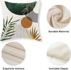 Boho Pillow Covers 18x18 Set of 2 Gold Green Throw Pillows Modern Mid Century Pillowcase Tropical Leaves Orange Sun Decorative Pillows Outdoor Decorations Bohemian Cushion Case for Sofa Home