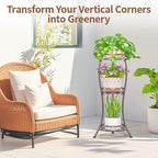 LASZOLA Bronze 3 Tier Tall Plant Stand for Indoor Outdoor, Large Multiple Level Flower Planter Holder Organizer Rack for Patio Office Bathroom Corner Floor, Sturdy Heavy Duty Metal, Vertical Display