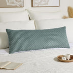 Kevin Textile 20x54 Inch Long Body Lumbar 1 Pack Boho Decorative Throw Pillow Cover Soft Striped Corduroy Rectangle Cushion Case Farmhouse Accent for Living Room Couch Sofa Bed, Teal Green