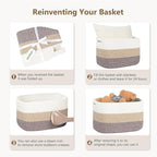 Cotton Rope Storage Basket, 15x10x9 Inches, Woven Basket for Shelves, Clothes, Towels, Books, and Laundry, Green (2 Pack)