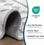 Lessymo Washable Area Rugs 6x9 for Bedroom Living Room Kitchen, Ultra-Soft Faux Wool Geometric Area Rug with Non-Slip Rubber, Kid & Pet Friendly, Geometric Grey
