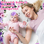 Chumia 6 Pcs Baby Monthly Milestone Blanket for Girl 60" x 40" Butterfly Milestone Blanket Age Photo Photography Backdrop with Newborn Calendar Growth Chart Bib Headband(Purple,Floral Pattern)