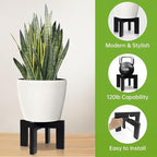 Wood Plant Stand Indoor/Outdoor for Plants, Large Size Planter Stand Holder,Sturdy and Stable Flower Pot Stand,Fits Most Size Flower Pots In Room (1 Pack-Black)
