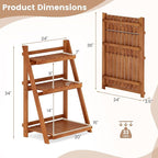 Giantex Foldable Ladder Plant Shelf, 3-Tier Solid Wood Indoor Outdoor Flower Pot Display Rack, Corner Storage Bookshelf, Freestanding Tiered Plant Stand for Garden Patio Balcony, No Assembly