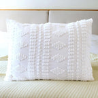 YINFUNG Tufted Pillow Sham King White Set of 2 Boho Pillowcases Shabby Chic Decorative Textured Poms Diamonds Moroccan Embroidery Farmhouse Bright White 20x36