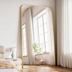 Koonmi Full Length Mirror, 81"x41" Mirror Full Length with Stand, Gold Domed Top Square-Edged Floor Mirror with Aluminum Alloy Frame for Bedroom Living Room