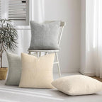 Topfinel Decorative Neutral Throw Pillow Covers 16×16,Farmhouse Cozy Cushion Cover Set of 4 with Corduroy,Soft Accent Pillowcases for Couch,Bed,Living Room Home Decor (Cream,White)