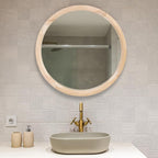 MAGFLERUM 28 Inch Round Wood Mirror - Circle Mirror for Nursery, Boho Style - Wall Decor for Bedroom, Living Room, Hallway (Nature)