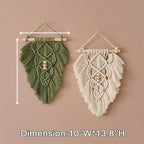 Jditngp 2PCS Hand Woven Leaf Wall Hanging,Leaf Tapestry Wall Hanging,Nordic Room Wall Feather Ornament,Boho Woven Tapestry Bohemian Home Decor for Living Room Bedroom or Entryway Wall Art Green White