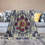 Abstract Mandala Throw Blanket Indian Hippie Bohemian Art Floral Texture Pattern Blanket for Sofa Bed Couch Chair Or Dorm 70"x80"